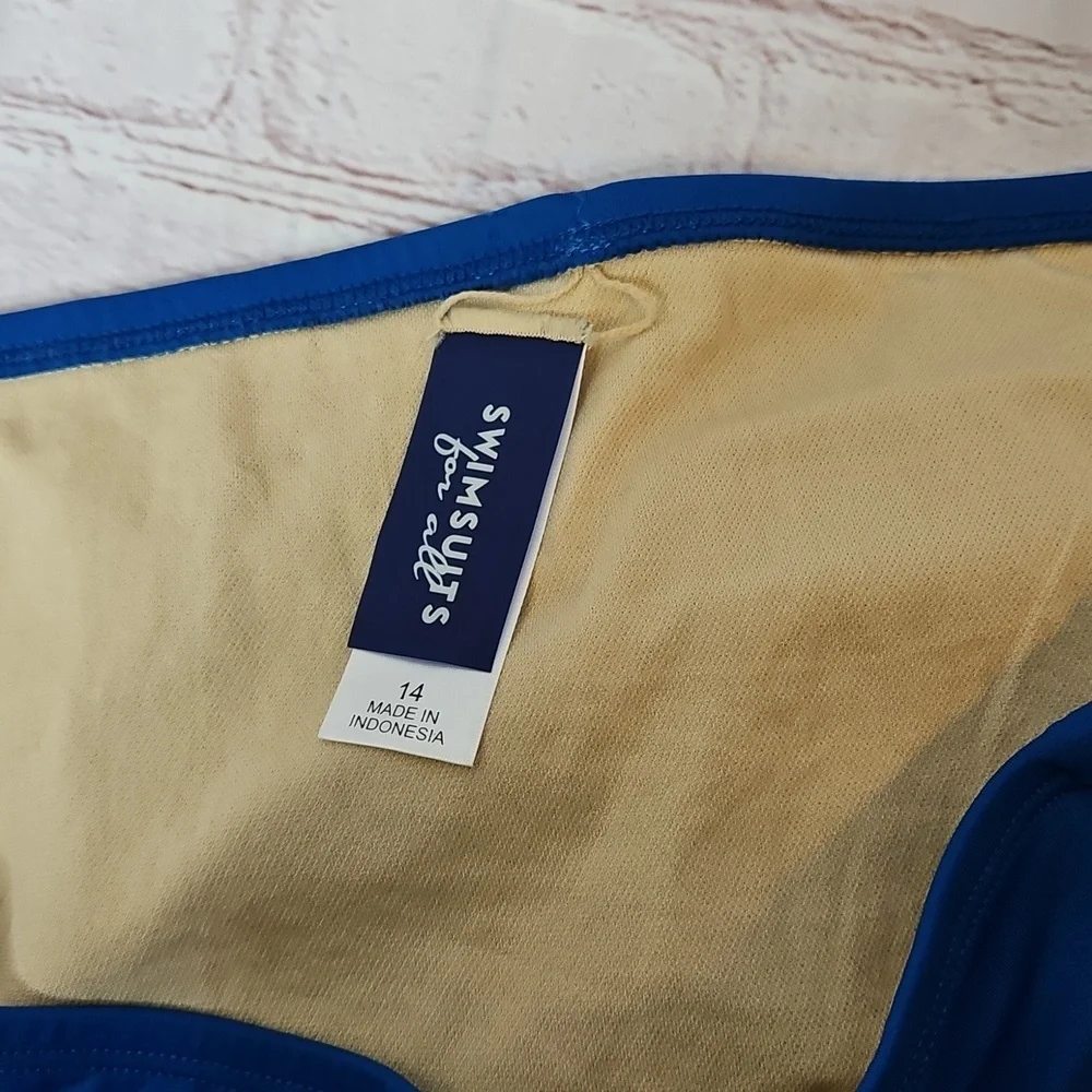 Swimsuits For All Blue Bikini Bottom Peekaboo Sides NWT Size 14